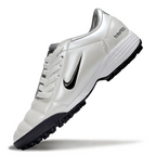 T90 Series MD Turf Soccer Shoes with Grass Spikes - White/Metallic Silver/Black