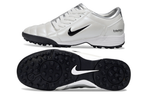T90 Series MD Turf Soccer Shoes with Grass Spikes - White/Metallic Silver/Black