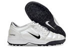 T90 Series MD Turf Soccer Shoes with Grass Spikes - White/Metallic Silver/Black