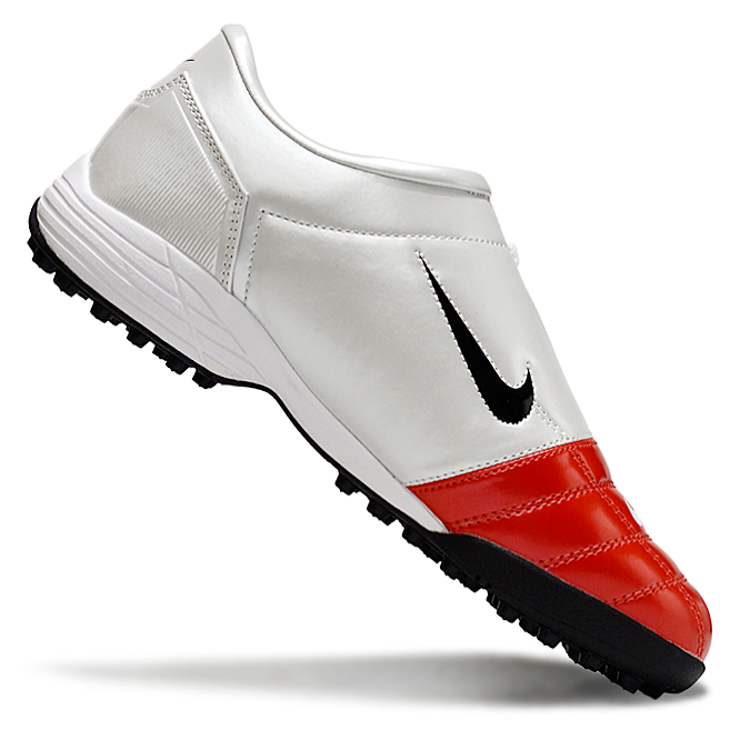 T90 Series MD Turf Soccer Shoes with Grass Spikes - White/Orange/Black