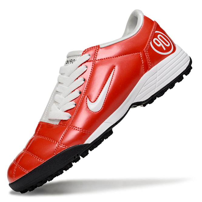 T90 Series MD Turf Soccer Shoes with Grass Spikes - White/Orange/Black