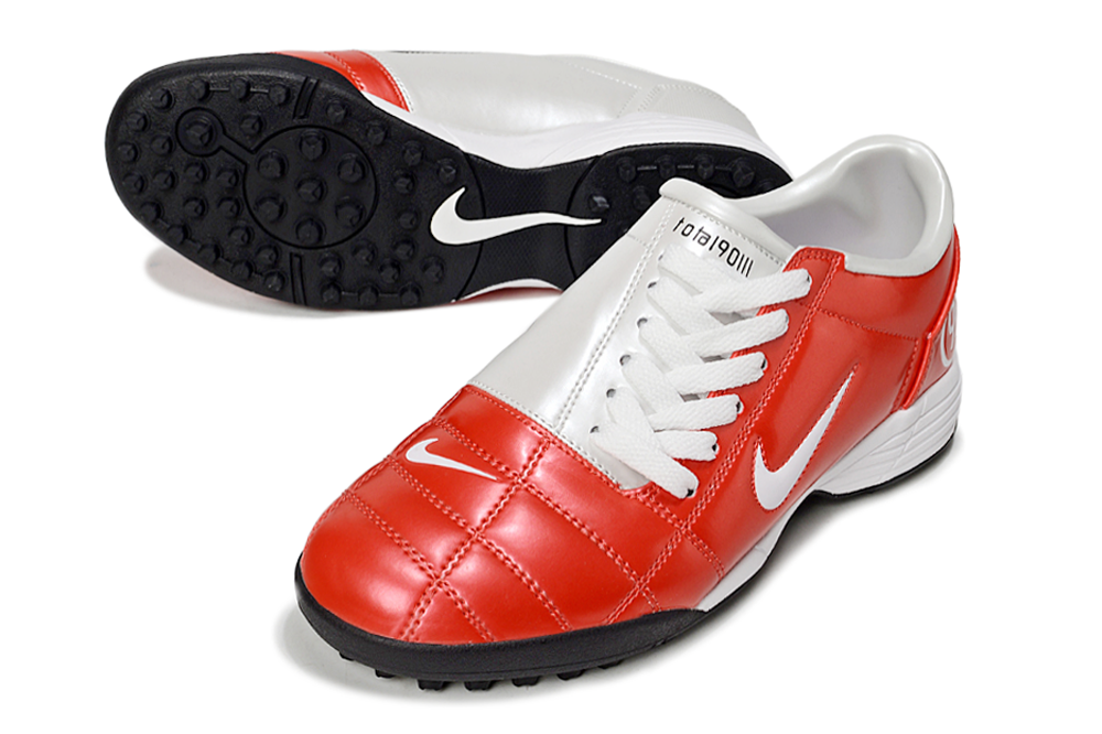 T90 Series MD Turf Soccer Shoes with Grass Spikes - White/Orange/Black