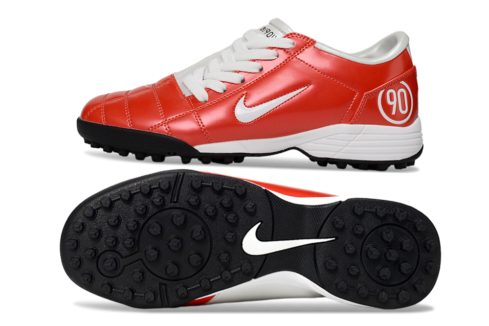 T90 Series MD Turf Soccer Shoes with Grass Spikes - White/Orange/Black