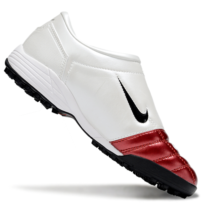 T90 Series MD Turf Soccer Shoes with Grass Spikes - White/Wine Red/Black