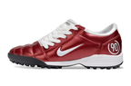 T90 Series MD Turf Soccer Shoes with Grass Spikes - White/Wine Red/Black