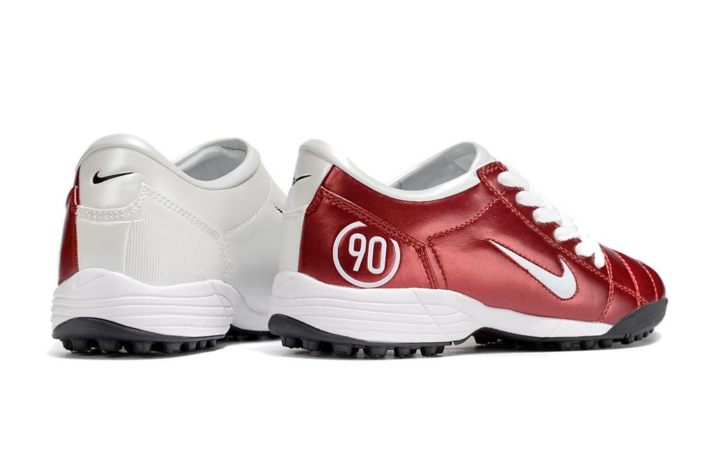 T90 Series MD Turf Soccer Shoes with Grass Spikes - White/Wine Red/Black
