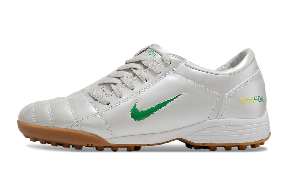 T90 Series MD Turf Soccer Shoes with Grass Spikes - White/Yellow/Green/Brown