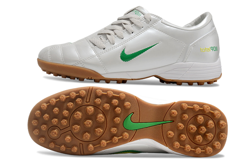 T90 Series MD Turf Soccer Shoes with Grass Spikes - White/Yellow/Green/Brown