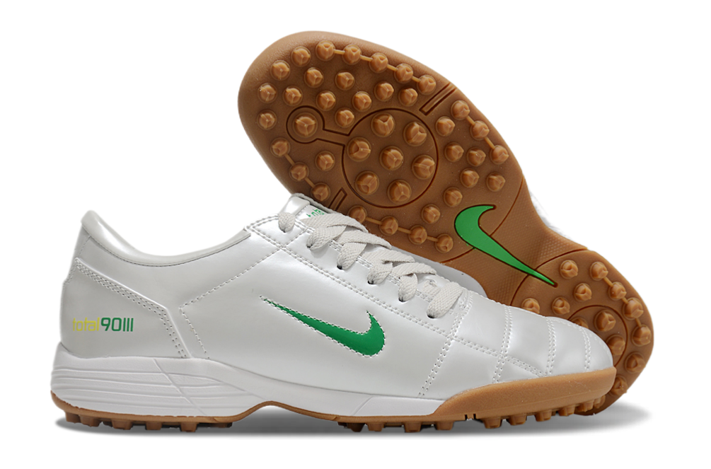 T90 Series MD Turf Soccer Shoes with Grass Spikes - White/Yellow/Green/Brown