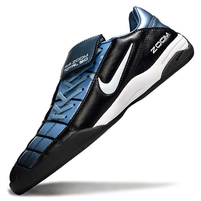 T90 Series Reverse Tongue Microfiber Indoor Flat Turf TF Soccer Shoes - Black/Blue/White