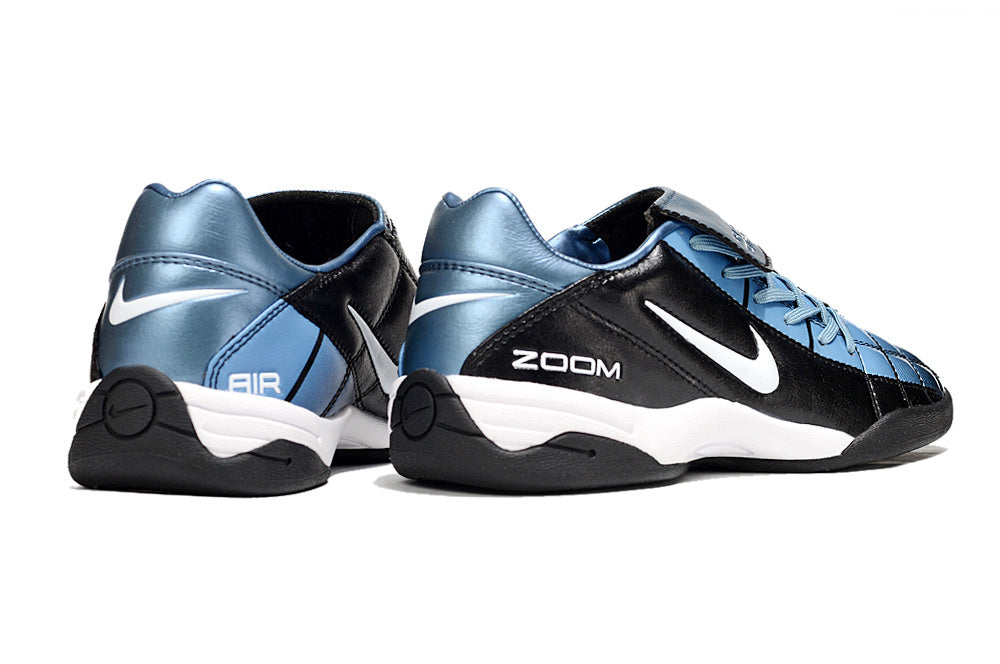 T90 Series Reverse Tongue Microfiber Indoor Flat Turf TF Soccer Shoes - Black/Blue/White