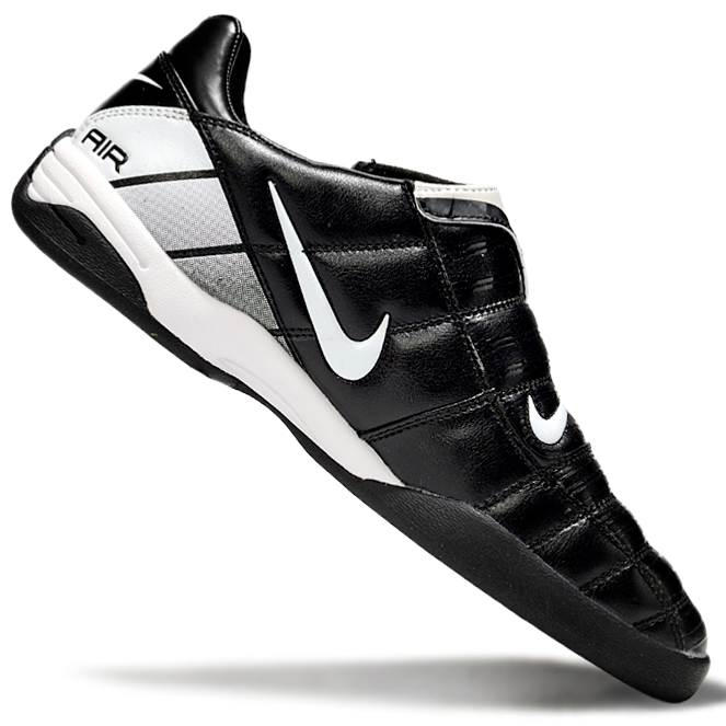 T90 Series Reverse Tongue Microfiber Indoor Flat Turf TF Soccer Shoes - Black/Metallic Silver/White