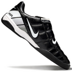 T90 Series Reverse Tongue Microfiber Indoor Flat Turf TF Soccer Shoes - Black/Metallic Silver/White