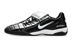 T90 Series Reverse Tongue Microfiber Indoor Flat Turf TF Soccer Shoes - Black/Metallic Silver/White