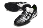 T90 Series Reverse Tongue Microfiber Indoor Flat Turf TF Soccer Shoes - Black/Metallic Silver/White