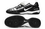 T90 Series Reverse Tongue Microfiber Indoor Flat Turf TF Soccer Shoes - Black/Metallic Silver/White