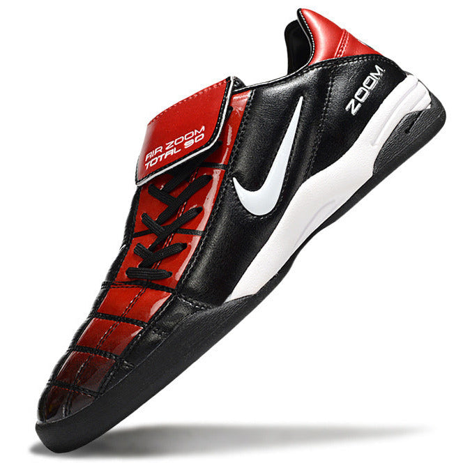 T90 Series Reverse Tongue Microfiber Indoor Flat Turf TF Soccer Shoes - Black/Red/White