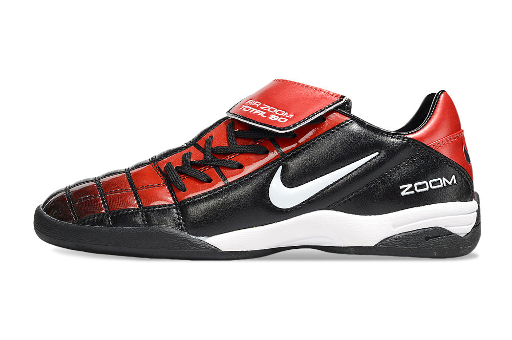T90 Series Reverse Tongue Microfiber Indoor Flat Turf TF Soccer Shoes - Black/Red/White