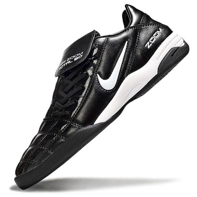T90 Series Reverse Tongue Microfiber Indoor Flat Turf TF Soccer Shoes - Black/White