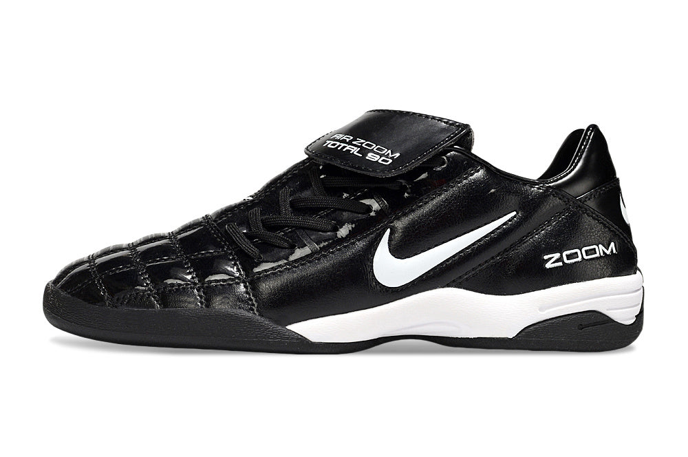 T90 Series Reverse Tongue Microfiber Indoor Flat Turf TF Soccer Shoes - Black/White