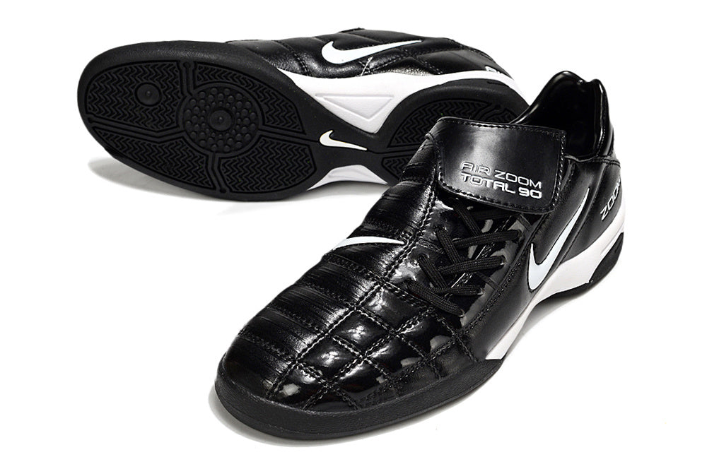 T90 Series Reverse Tongue Microfiber Indoor Flat Turf TF Soccer Shoes - Black/White