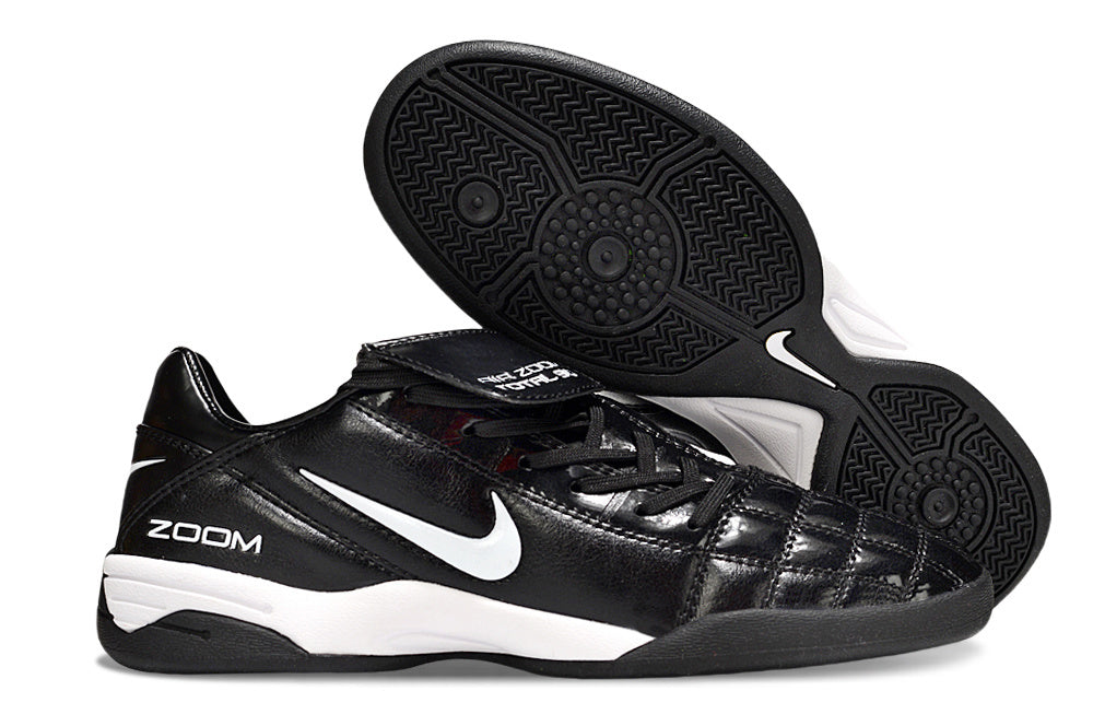 T90 Series Reverse Tongue Microfiber Indoor Flat Turf TF Soccer Shoes - Black/White