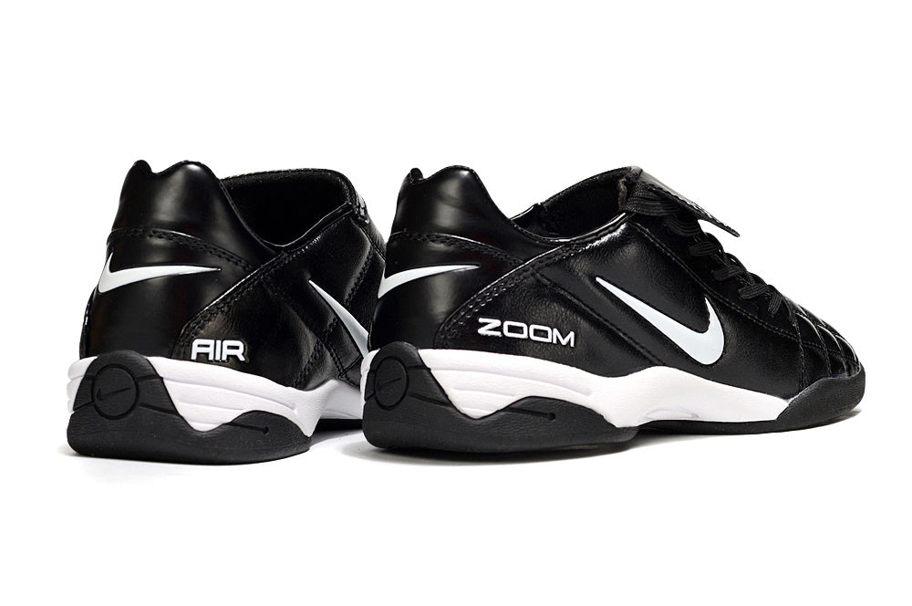 T90 Series Reverse Tongue Microfiber Indoor Flat Turf TF Soccer Shoes - Black/White