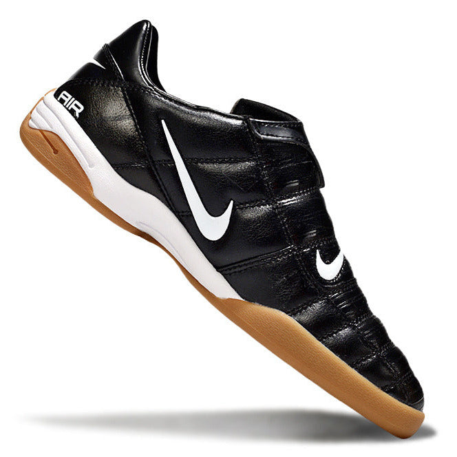 T90 Series Reverse Tongue Microfiber Indoor Flat Turf TF Soccer Shoes - Black/White/Brown