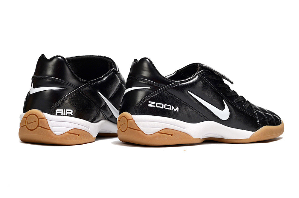 T90 Series Reverse Tongue Microfiber Indoor Flat Turf TF Soccer Shoes - Black/White/Brown