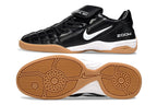 T90 Series Reverse Tongue Microfiber Indoor Flat Turf TF Soccer Shoes - Black/White/Brown