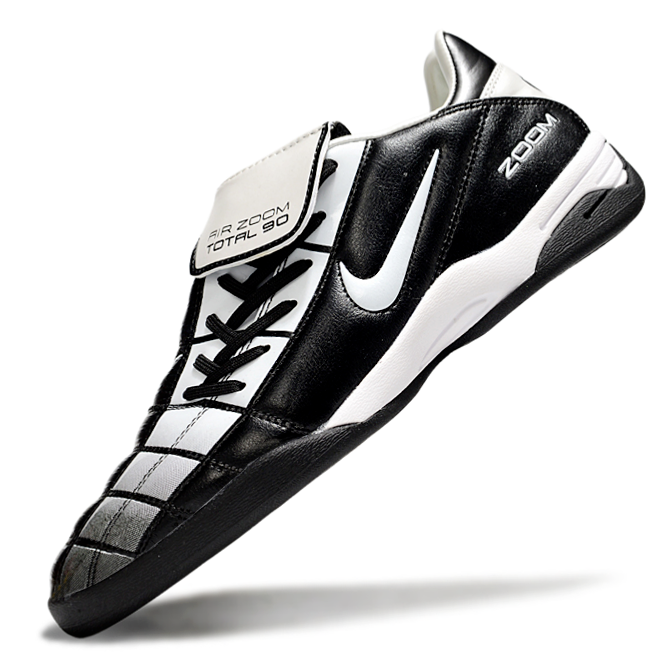 T90 Series Reverse Tongue Microfiber Indoor Flat Turf TF Soccer Shoes - Black/White/Gray