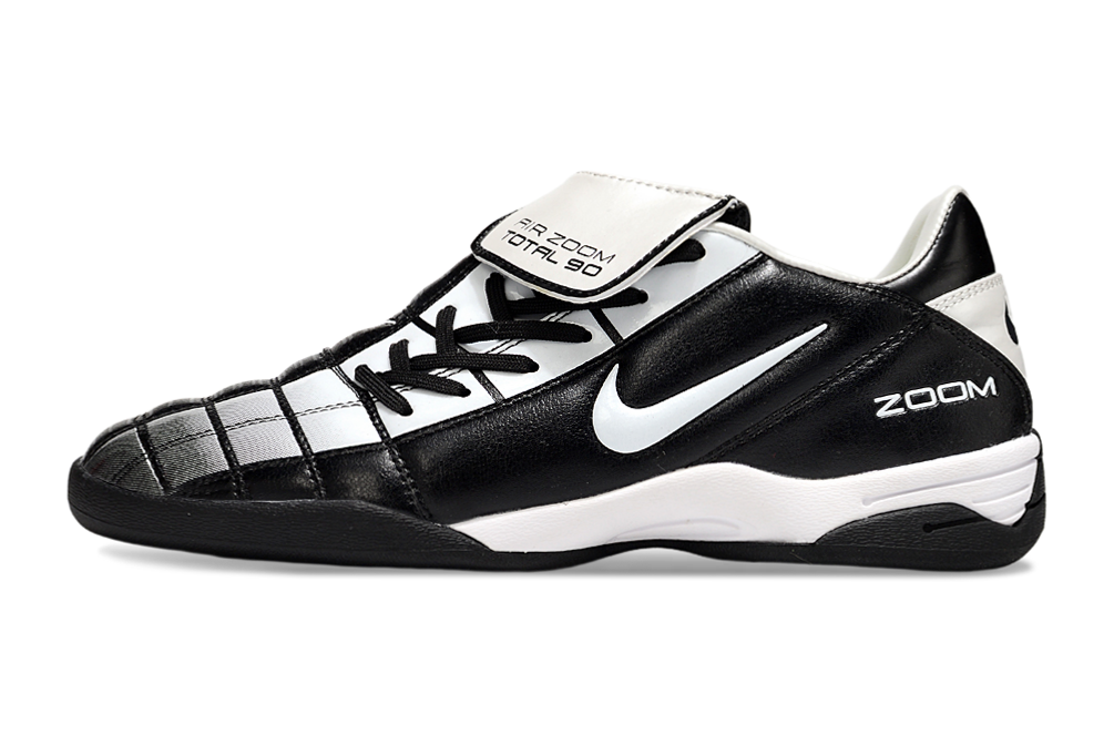 T90 Series Reverse Tongue Microfiber Indoor Flat Turf TF Soccer Shoes - Black/White/Gray