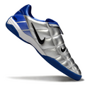 T90 Series Reverse Tongue Microfiber Indoor Flat Turf TF Soccer Shoes - Metallic Silver/Royal Blue/Black/White