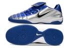 T90 Series Reverse Tongue Microfiber Indoor Flat Turf TF Soccer Shoes - Metallic Silver/Royal Blue/Black/White