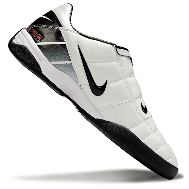 T90 Series Reverse Tongue Microfiber Indoor Flat Turf TF Soccer Shoes - Metallic Silver/White/Black