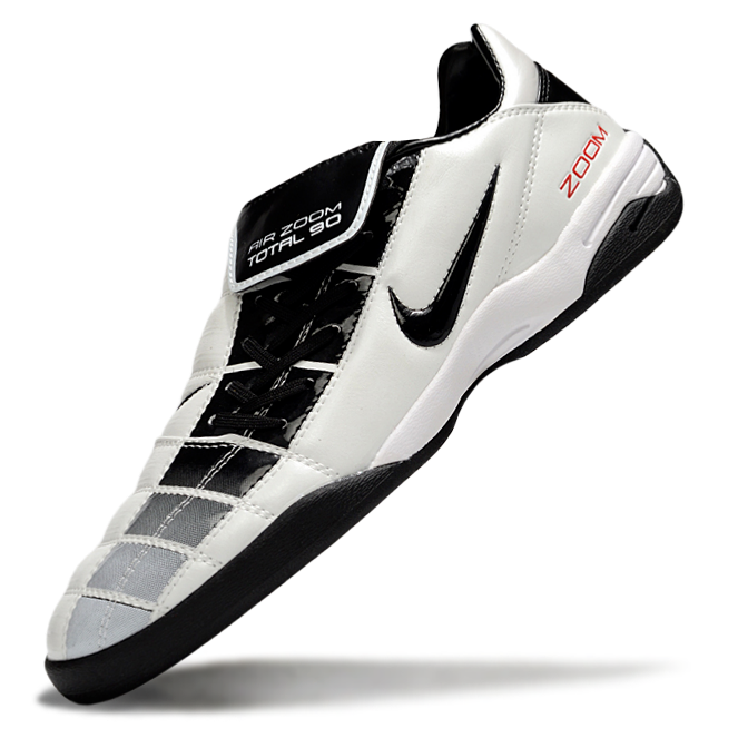 T90 Series Reverse Tongue Microfiber Indoor Flat Turf TF Soccer Shoes - Metallic Silver/White/Black