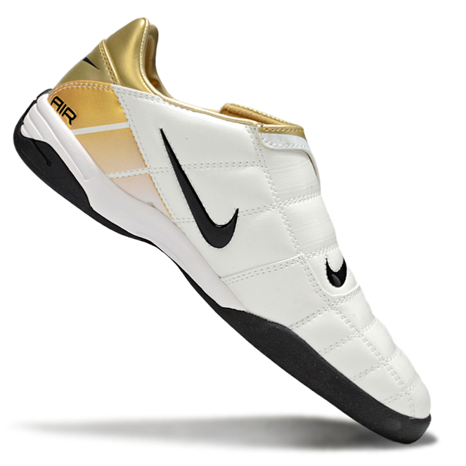 T90 Series Reverse Tongue Microfiber Indoor Flat Turf TF Soccer Shoes - White/Gold/Black