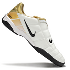 T90 Series Reverse Tongue Microfiber Indoor Flat Turf TF Soccer Shoes - White/Gold/Black