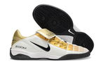 T90 Series Reverse Tongue Microfiber Indoor Flat Turf TF Soccer Shoes – White/Gold/Black
