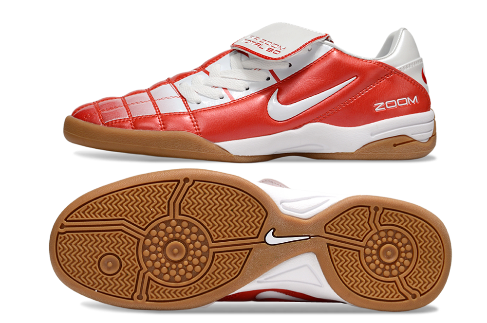 T90 Series Reverse Tongue Microfiber Indoor Flat Turf TF Soccer Shoes - White/Orange/Brown
