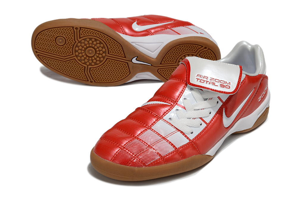 T90 Series Reverse Tongue Microfiber Indoor Flat Turf TF Soccer Shoes - White/Orange/Brown