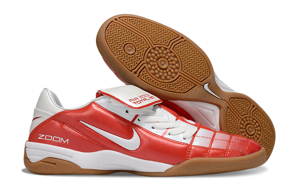 T90 Series Reverse Tongue Microfiber Indoor Flat Turf TF Soccer Shoes - White/Orange/Brown