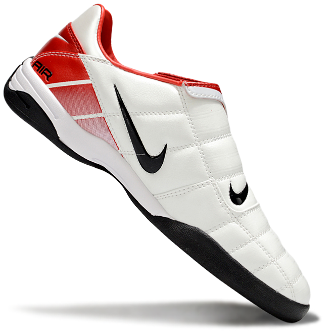 T90 Series Reverse Tongue Microfiber Indoor Flat Turf TF Soccer Shoes - White/Red/Black