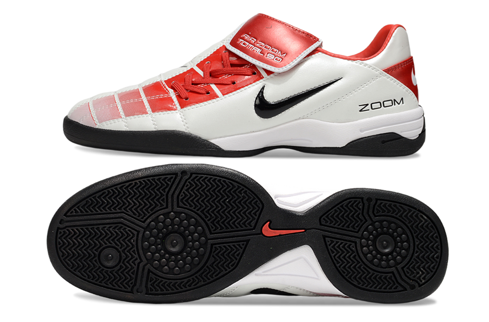 T90 Series Reverse Tongue Microfiber Indoor Flat Turf TF Soccer Shoes - White/Red/Black