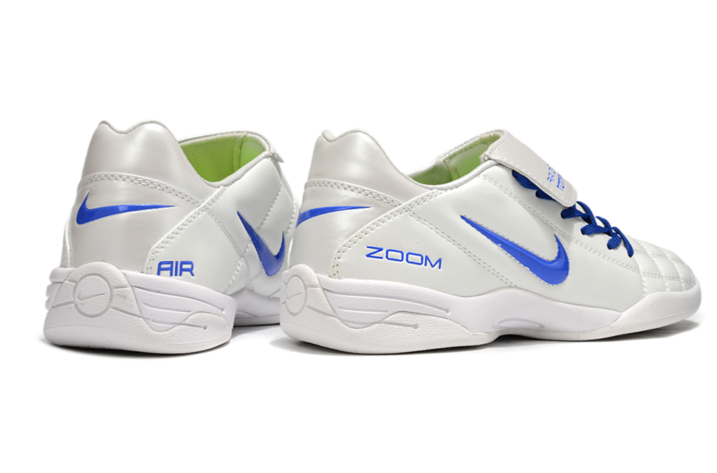 T90 Series Reverse Tongue Microfiber Indoor Flat Turf TF Soccer Shoes - White/Royal Blue