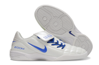 T90 Series Reverse Tongue Microfiber Indoor Flat Turf TF Soccer Shoes - White/Royal Blue