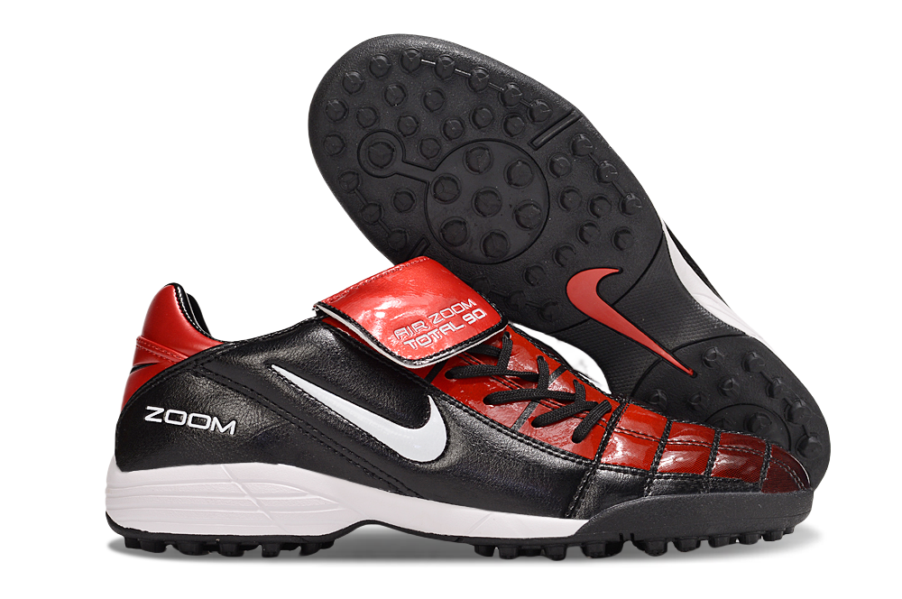 T90 Series Spiked Turf TF Soccer Shoes - Black/Red/White