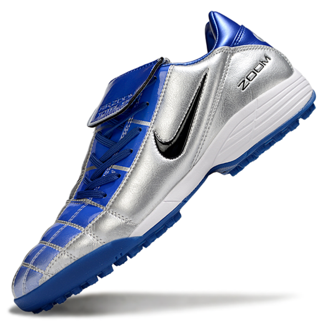 T90 Series Spiked Turf TF Soccer Shoes - Blue/Metallic Silver/Black