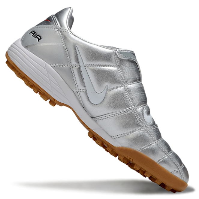 T90 Series Spiked Turf TF Soccer Shoes - Metallic Silver/Brown
