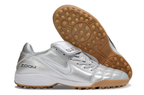 T90 Series Spiked Turf TF Soccer Shoes - Metallic Silver/Brown